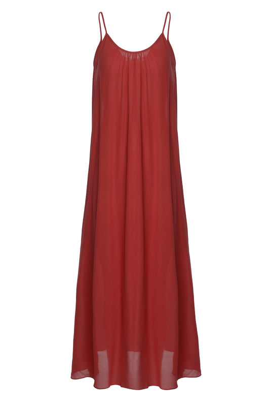 MAXI AIMIE DRESS | RED SILK GEORGETTE