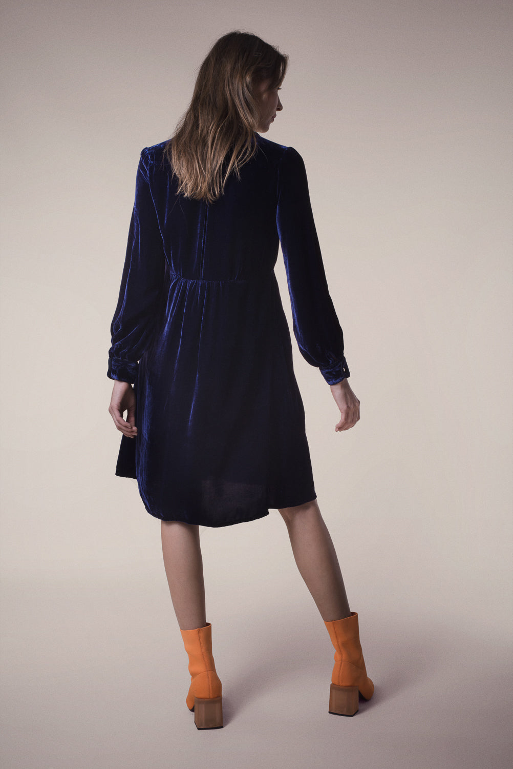 SHORT ANASTASIA DRESS | NAVY VELVET