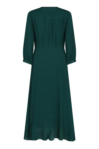 ANASCHICA DRESS | BOTTLE GREEN PLAIN RAYON
