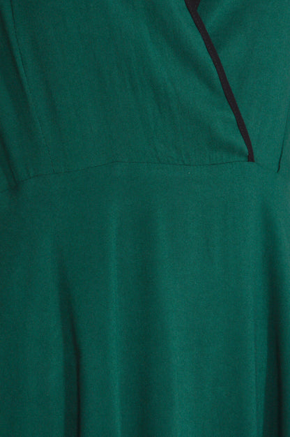 ANASCHICA DRESS | BOTTLE GREEN PLAIN RAYON
