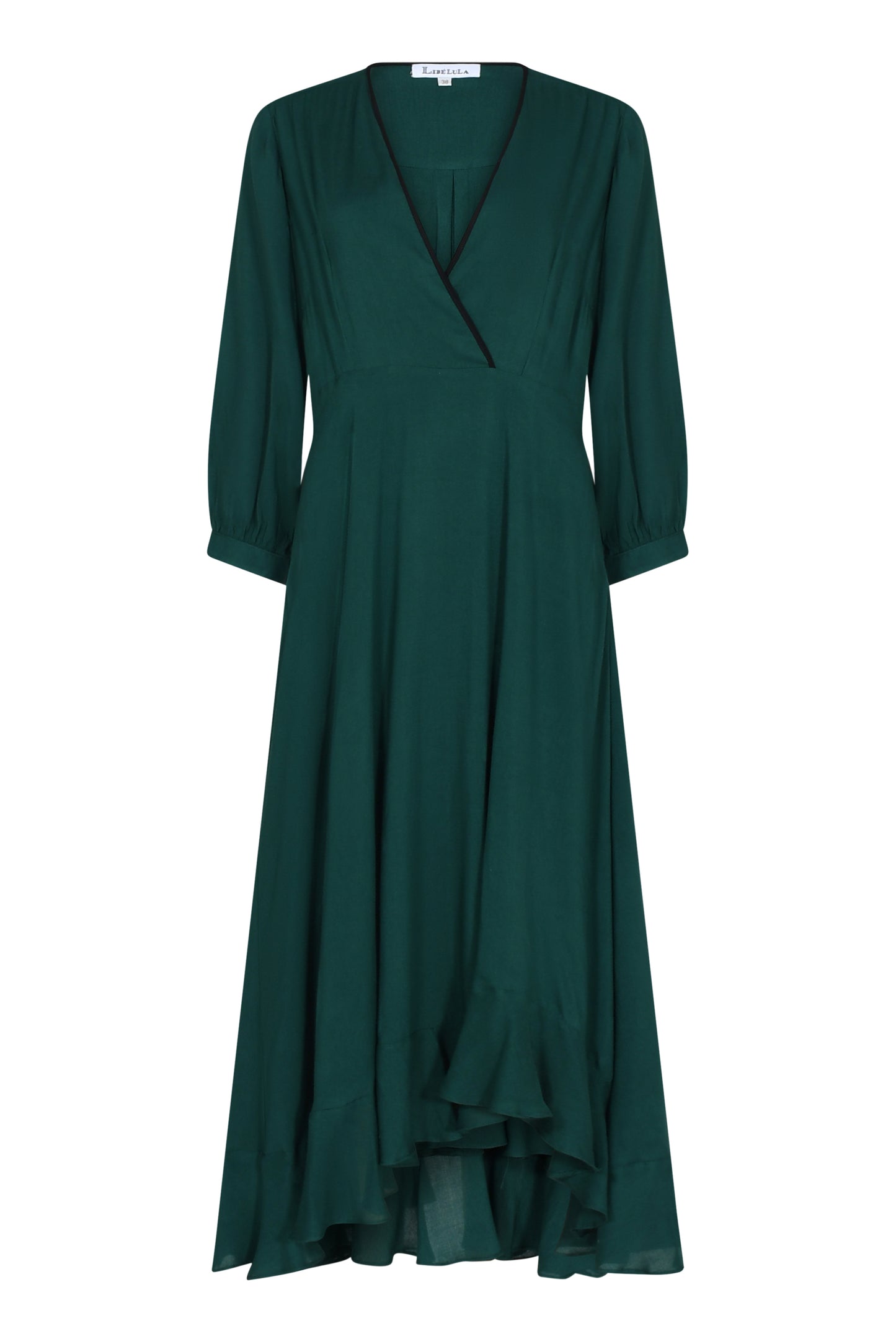 ANASCHICA DRESS | BOTTLE GREEN PLAIN RAYON