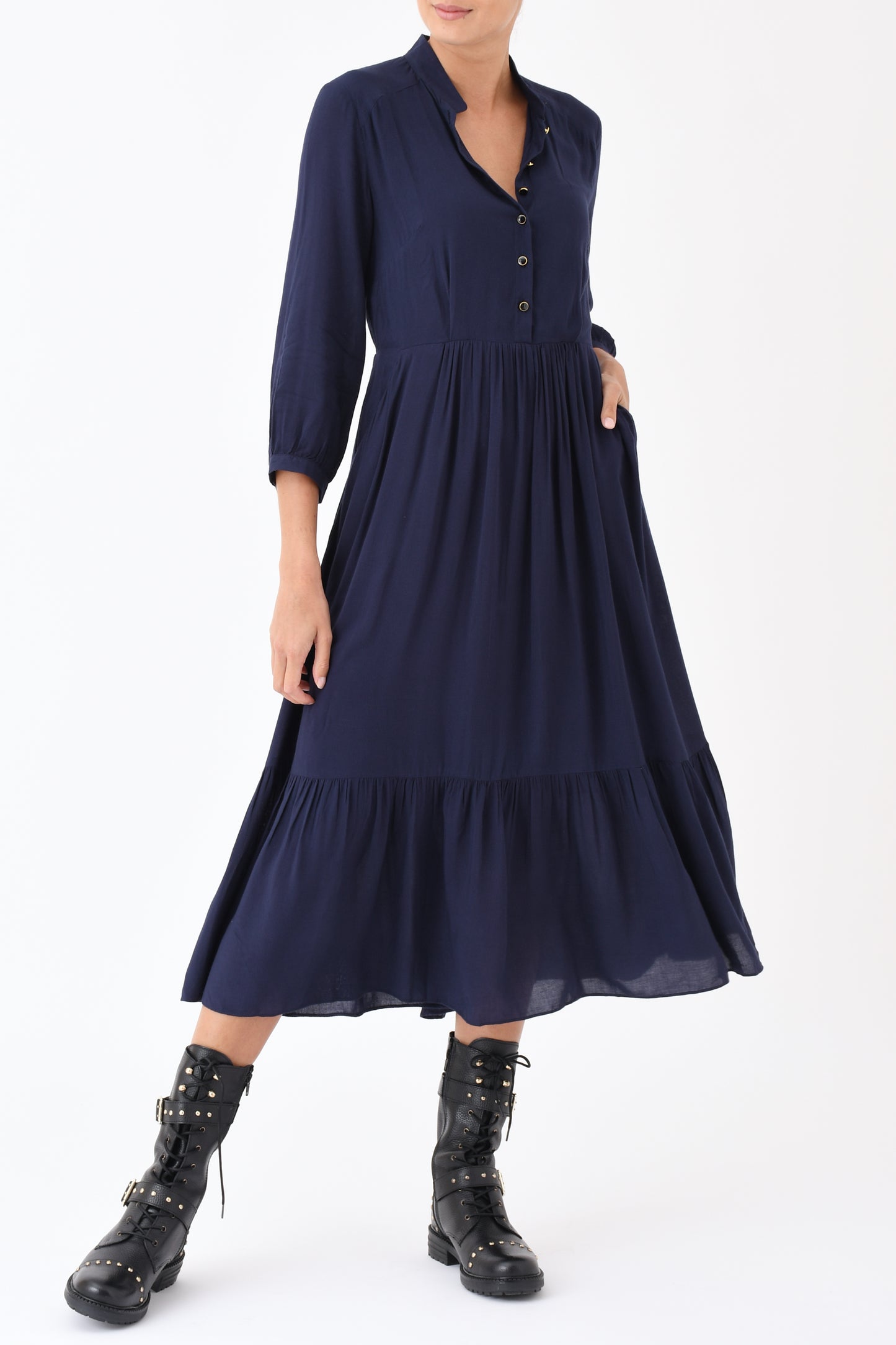 ANASTASIA DRESS | NAVY RAYON
