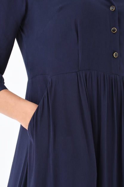 ANASTASIA DRESS | NAVY RAYON