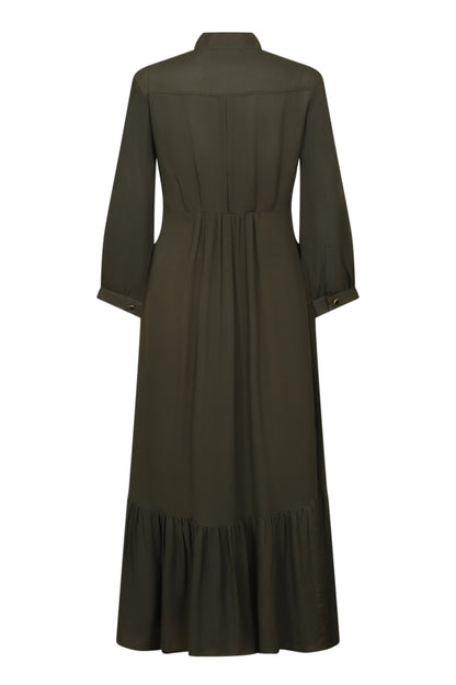 ANASTASIA DRESS | KHAKI SILK GEORGETTE