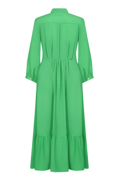 ANASTASIA DRESS | GRASS GREEN SILK GEORGETTE