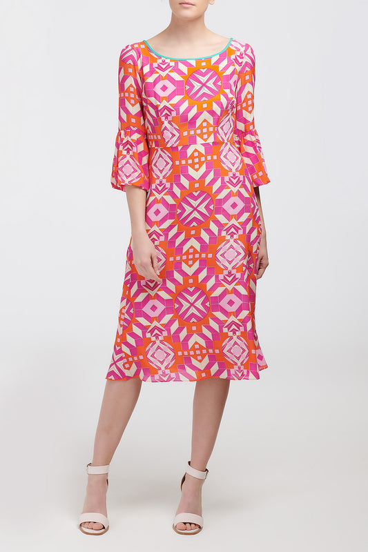 BEAROB DRESS | PINK GEOMETRIC PRINT
