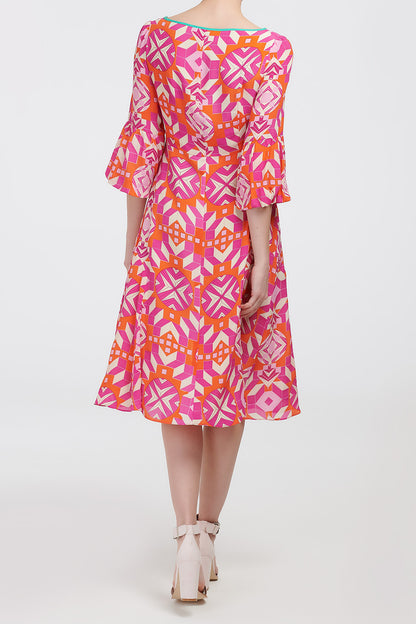 BEAROB DRESS | PINK GEOMETRIC PRINT