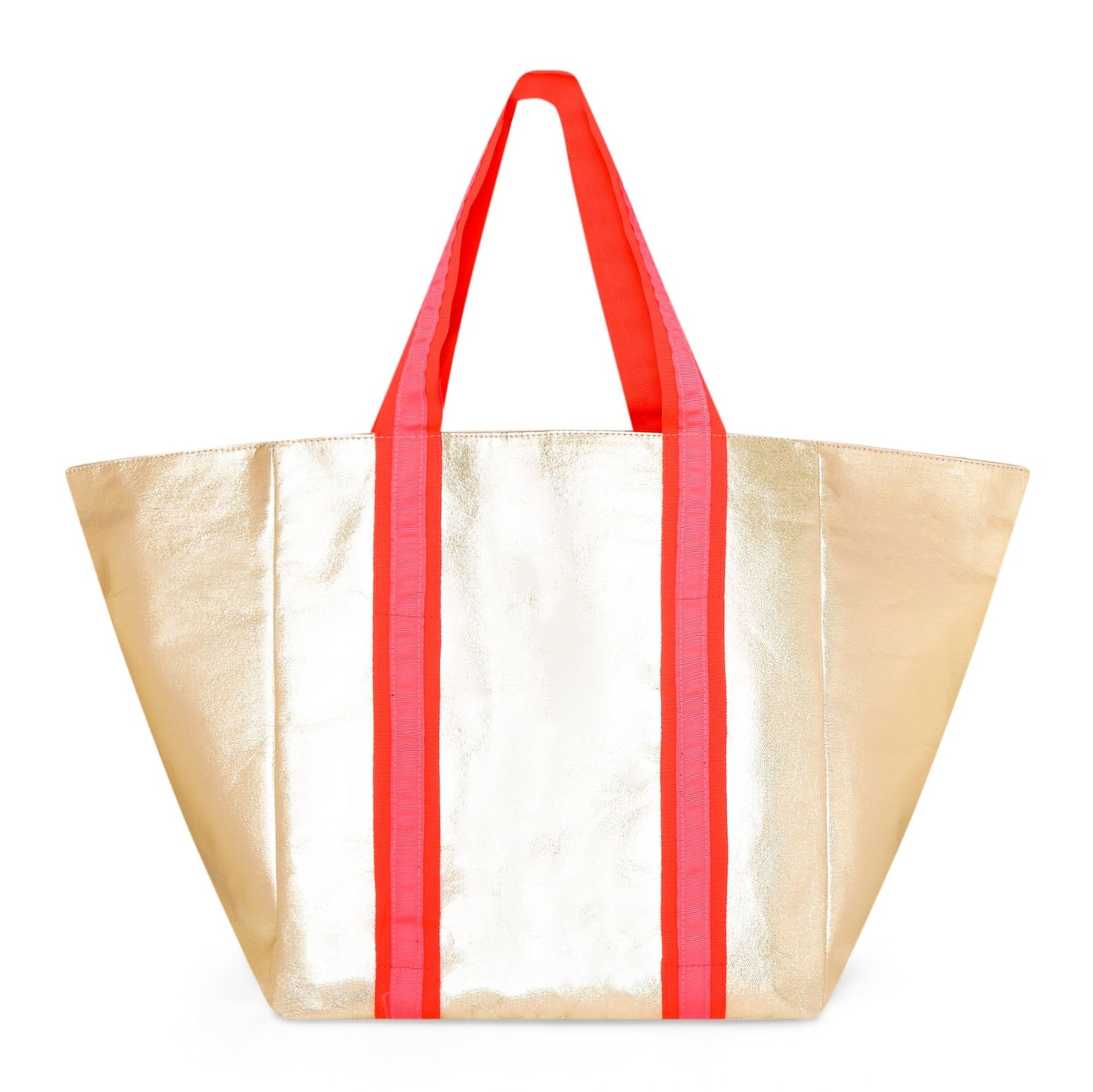 SHEENY GOLD BEACH BAG with PINK