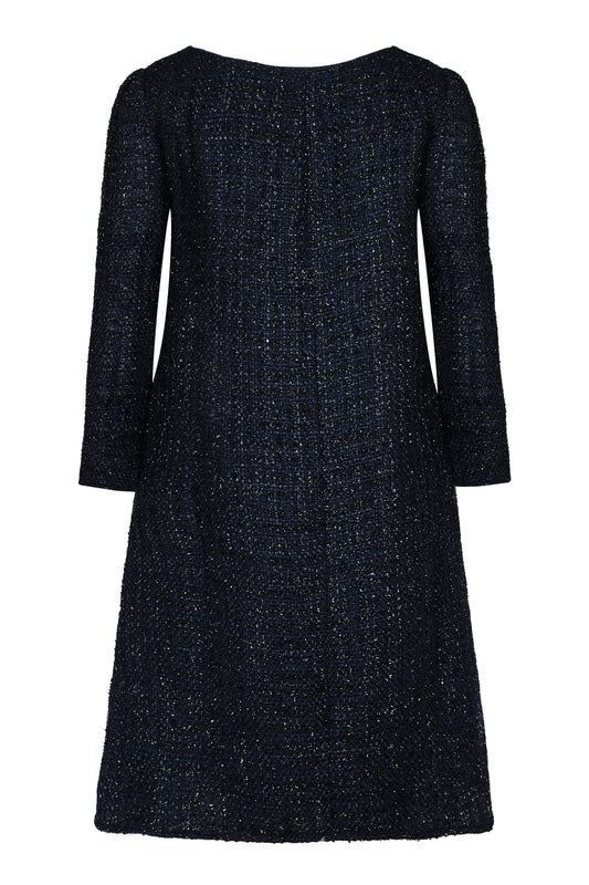 CAROLINE SHIFT DRESS | NAVY SPARKLE BOUCLE