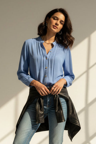 CHINKY TOP | POWDERY BLUE SILK GEORGETTE