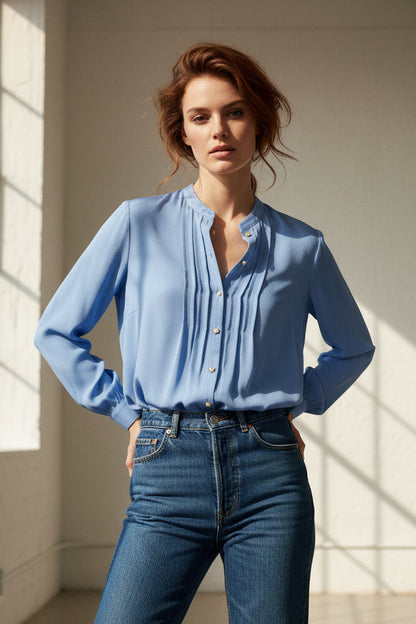 CHINKY TOP | POWDERY BLUE SILK GEORGETTE