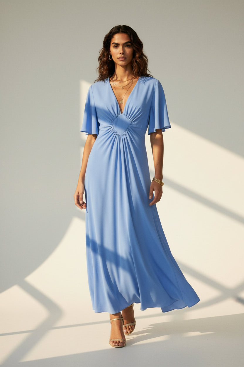 Jessie Dress Cornflower Blue Silk Georgette | Libelula Studio 36 Jessie Dress Cornflower Blue Silk Georgette | Libelula Studio 36