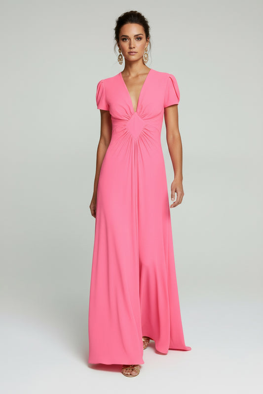 LONG JESSIE DRESS | PARTY PINK SILK