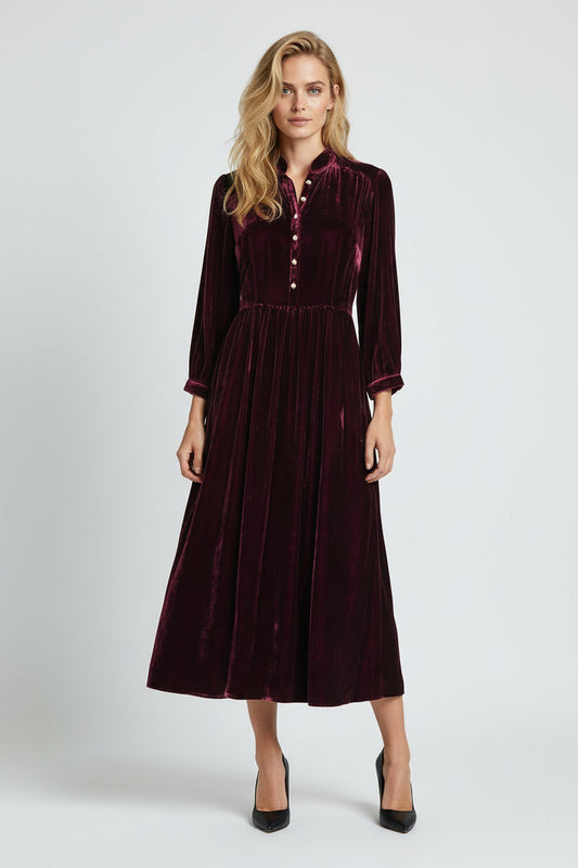 ANASTASIA DRESS | BURGUNDY VELVET