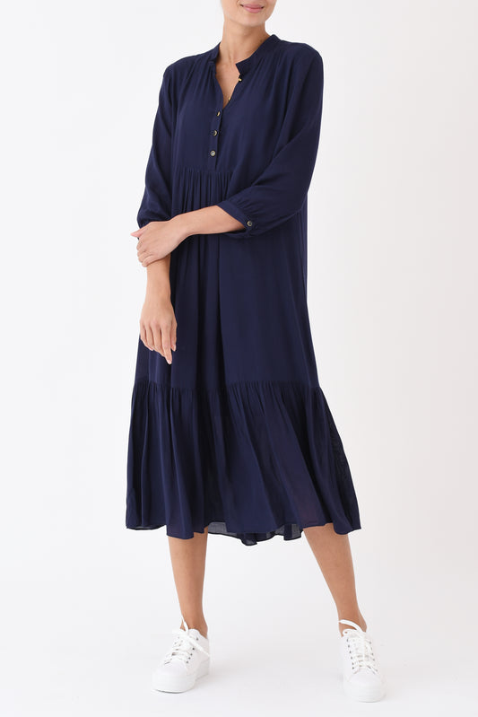 CLAUDE DRESS | NAVY RAYON