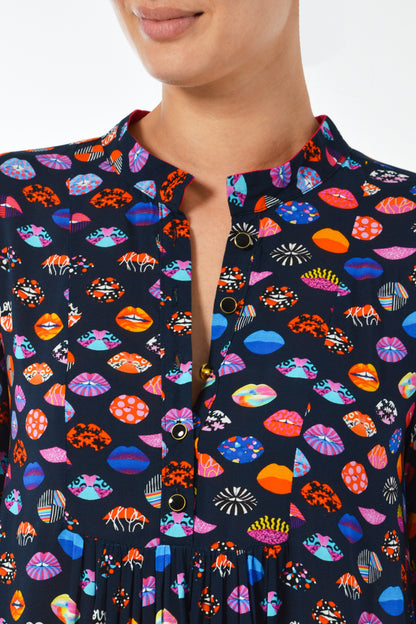 LONGER CLAUDE DRESS | LIPS PRINT