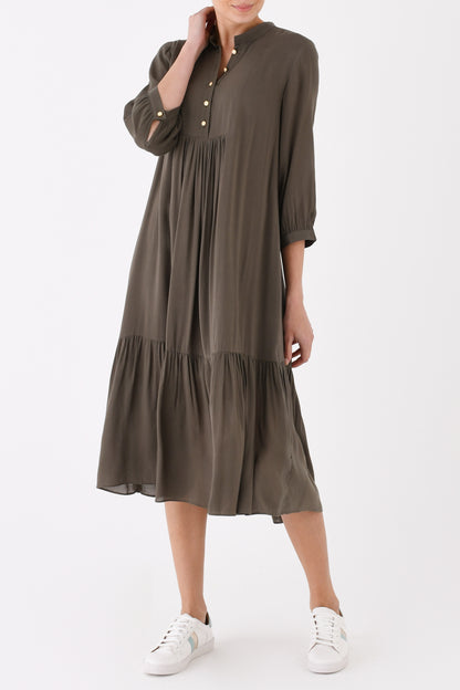 CLAUDE DRESS | KHAKI RAYON