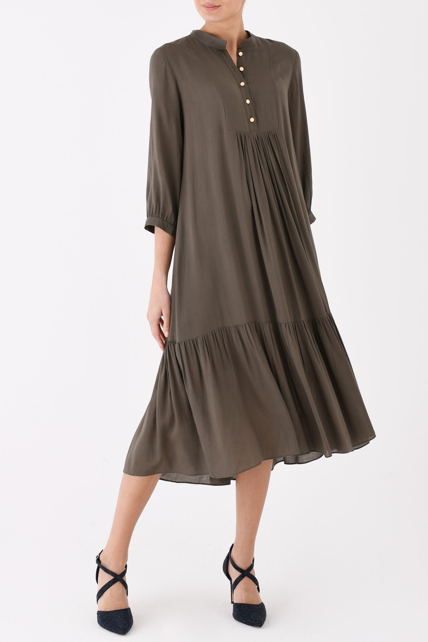 CLAUDE DRESS | KHAKI RAYON