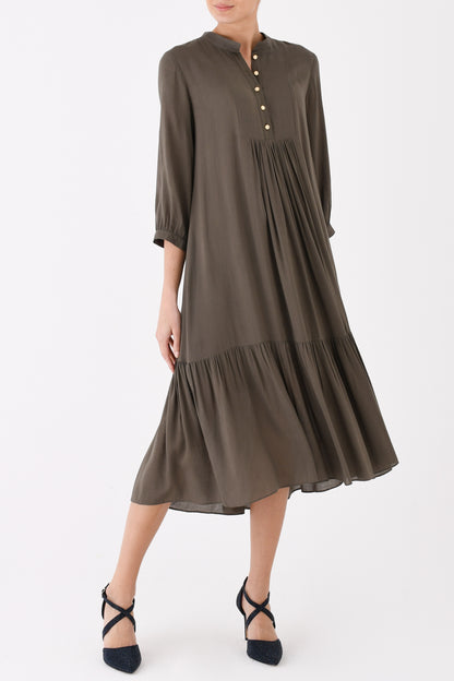 CLAUDE DRESS | KHAKI RAYON