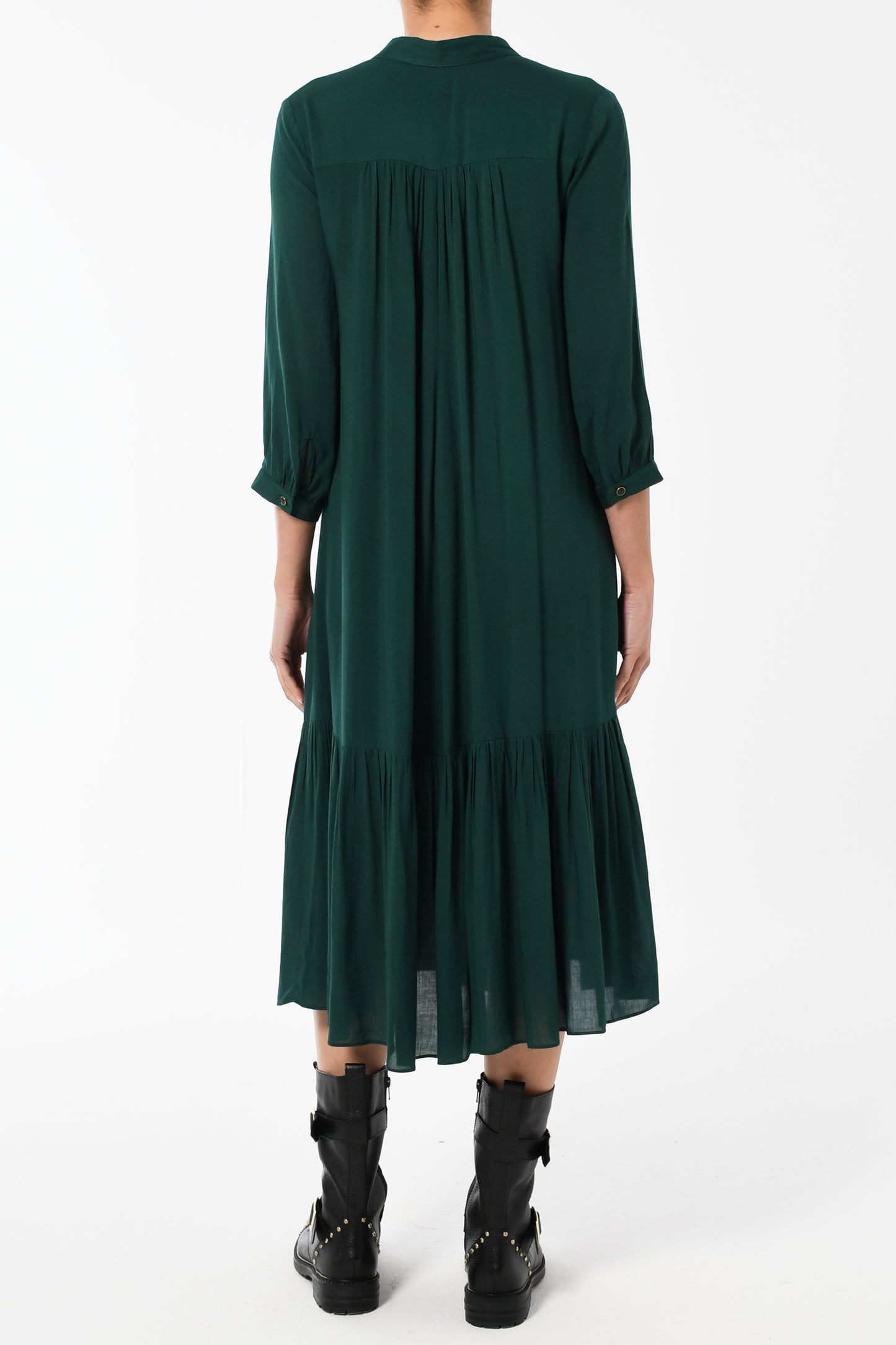 CLAUDE DRESS | BOTTLE GREEN RAYON