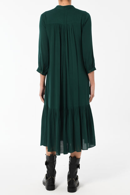 CLAUDE DRESS | BOTTLE GREEN RAYON