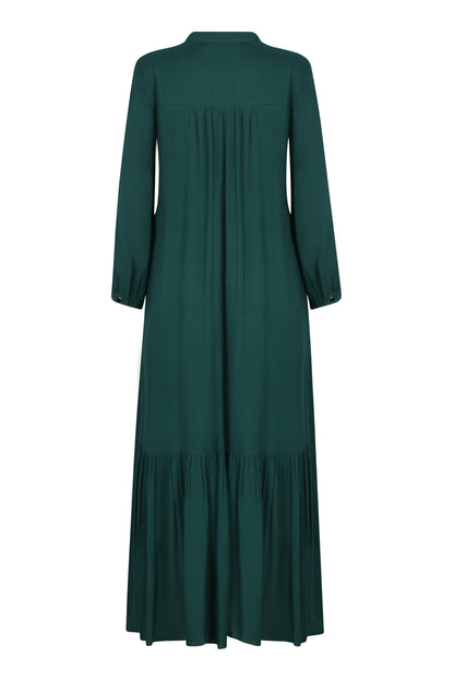 CLAUDE DRESS | BOTTLE GREEN RAYON