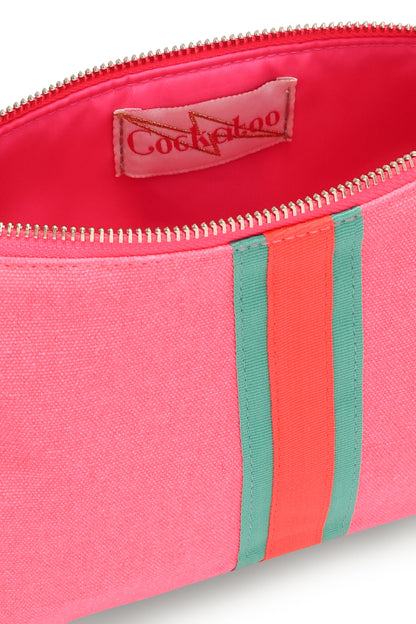 BRIGHT PINK LUCKY STRIPE CLUTCH