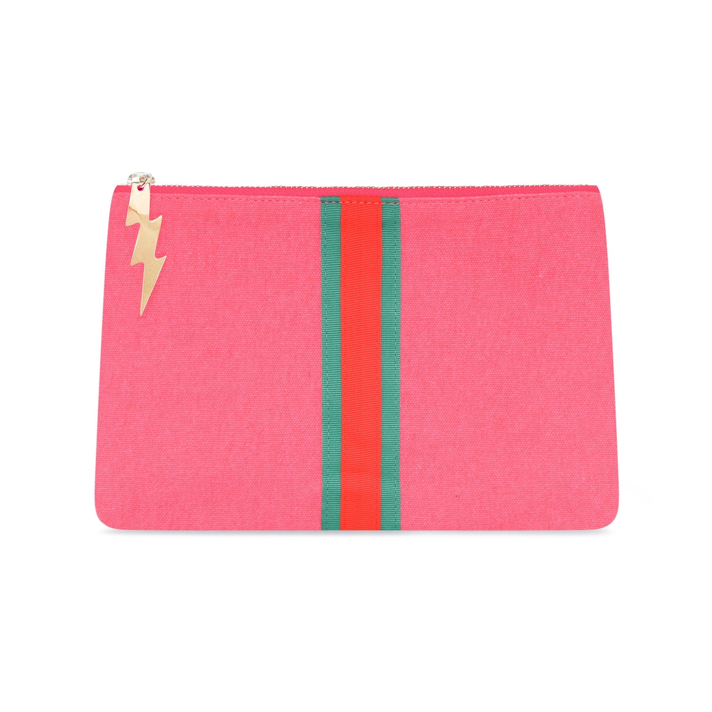 BRIGHT PINK LUCKY STRIPE CLUTCH