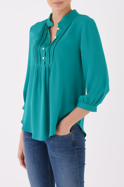 DELPHINE TOP | JADE GREEN SILK