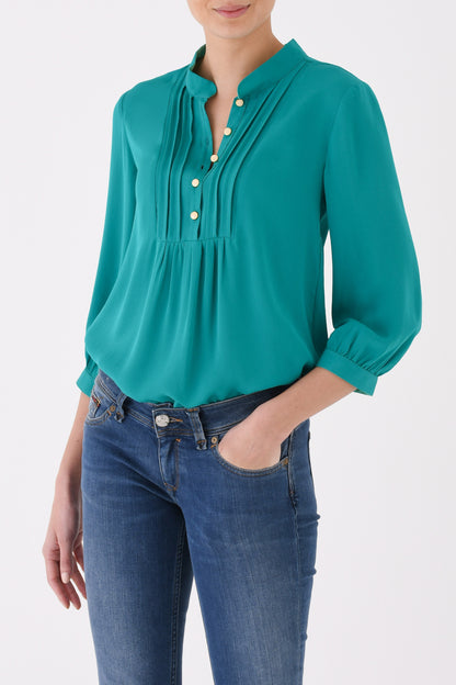 DELPHINE TOP | JADE GREEN SILK