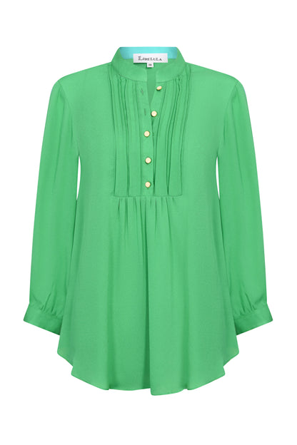 DELPHINE TOP | SPRING GREEN SILK GEORGETTE