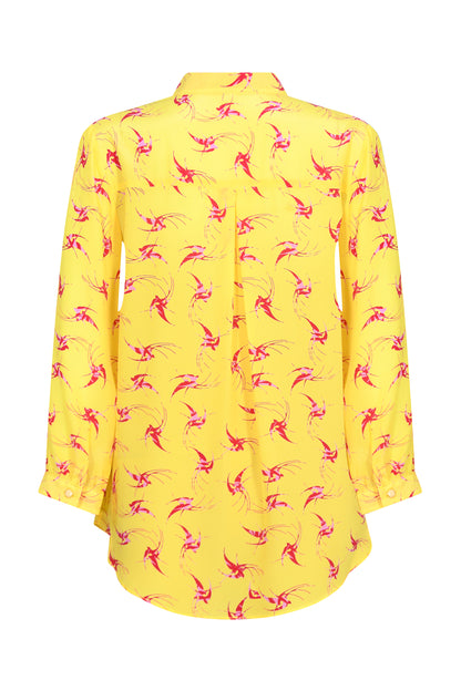 DELPHINE TOP | YELLOW LOVEBIRDS PRINT