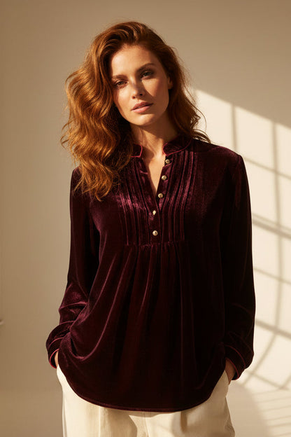 DELPHINE TOP | BURGUNDY VELVET