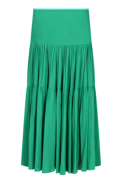 MIDI EMMA SKIRT | EMERALD RAYON
