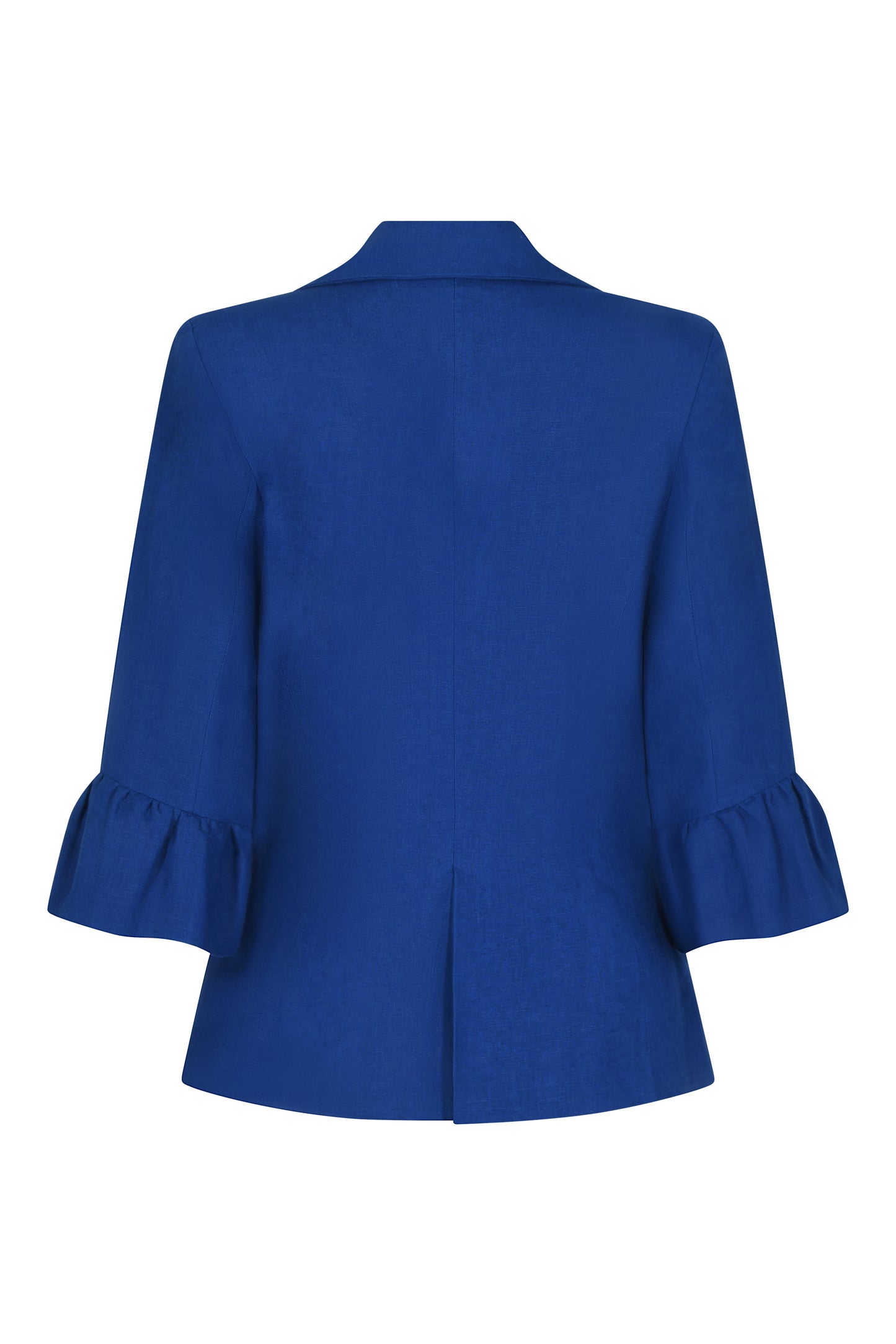 FRILL SLEEVE JACKET | BLUE LINEN