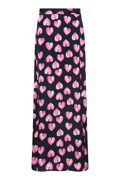 GUINEVERE MAXI SKIRT | PINK BROKEN HEART PRINT