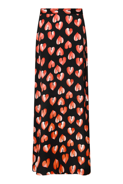 GUINEVERE MAXI SKIRT | RED BROKEN HEART PRINT