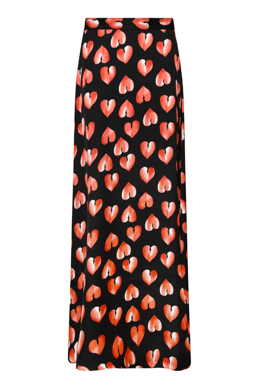GUINEVERE MAXI SKIRT | RED BROKEN HEART PRINT