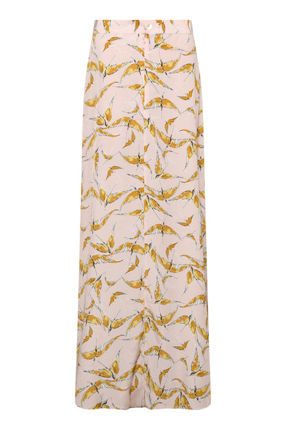 GUINEVERE MAXI SKIRT | PINK SWALLOWS PRINT