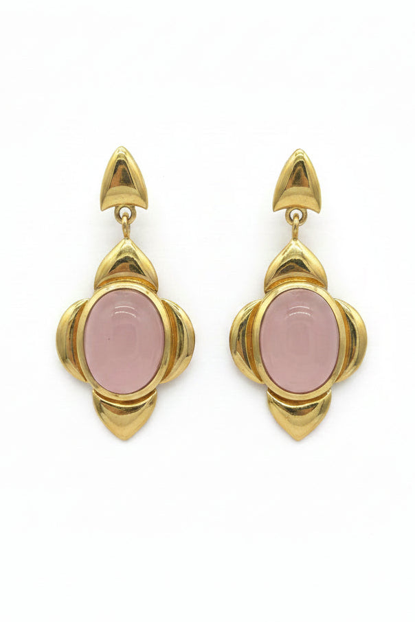 DROP FLOWER GEM EARRINGS | PINK