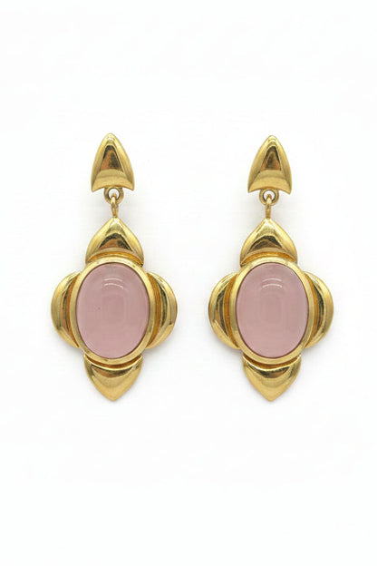 DROP FLOWER GEM EARRINGS | PINK