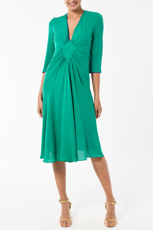 JESSIE DRESS | BRIGHT GREEN SILK GEORGETTE