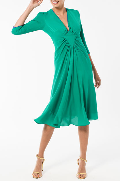 JESSIE DRESS | BRIGHT GREEN SILK GEORGETTE