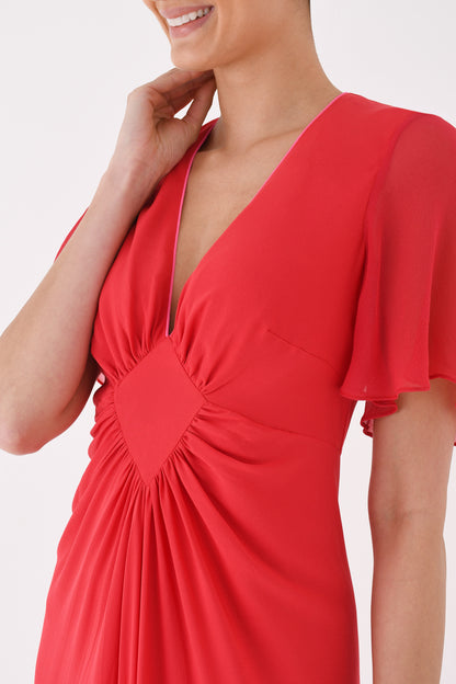 JESSIE DRESS BS | RED SILK GEORGETTE