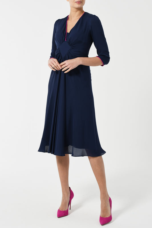 JESSIE DRESS | NAVY SILK GEORGETTE