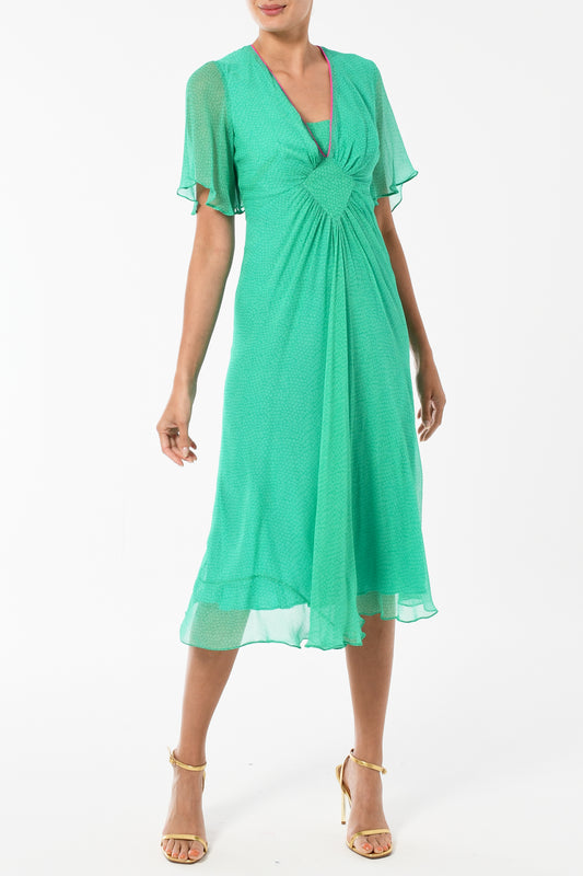 JESSIE DRESS | GREEN ORGANIC PRINT