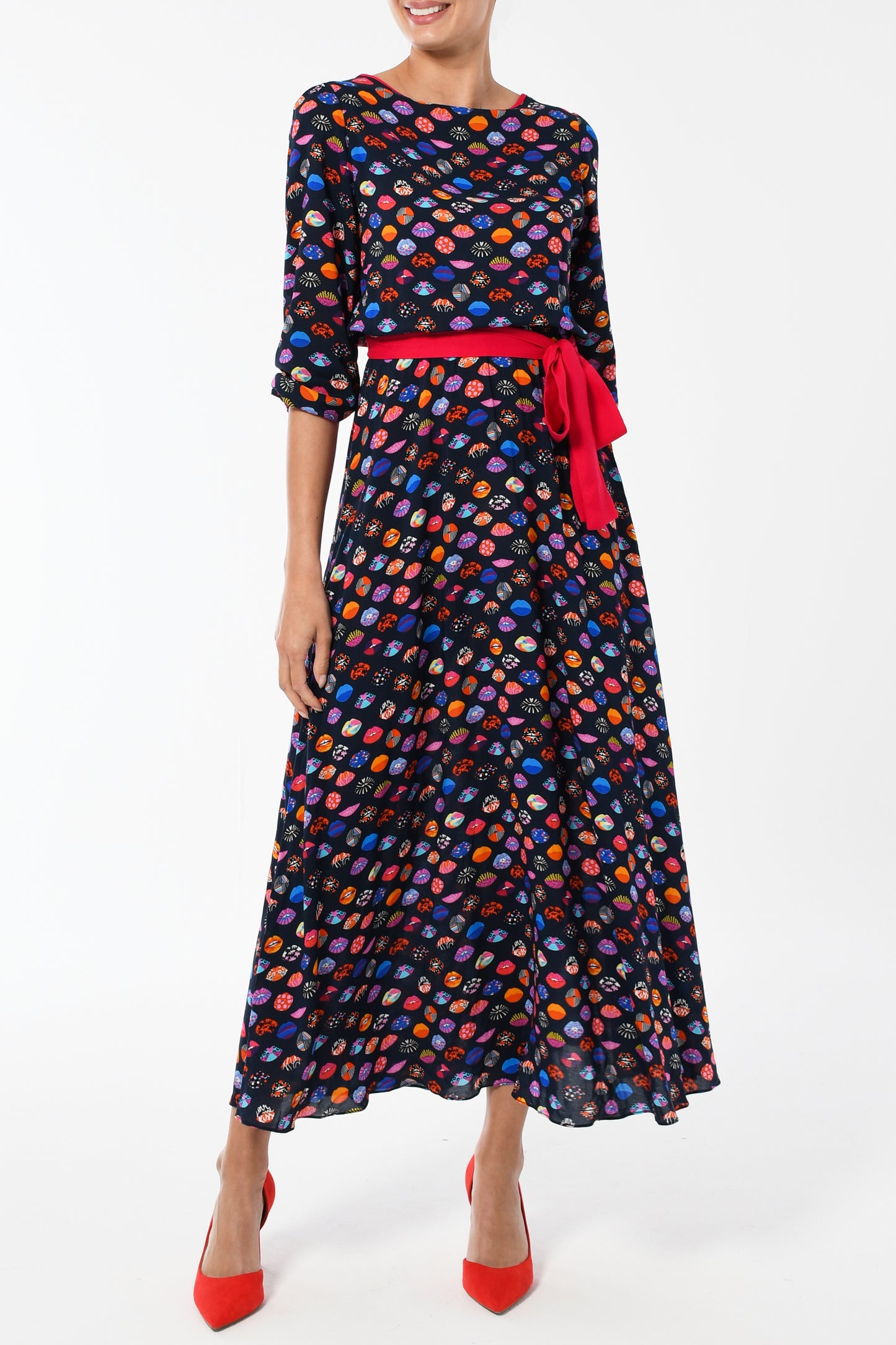 MIDI JOJO DRESS - LIPS PRINT