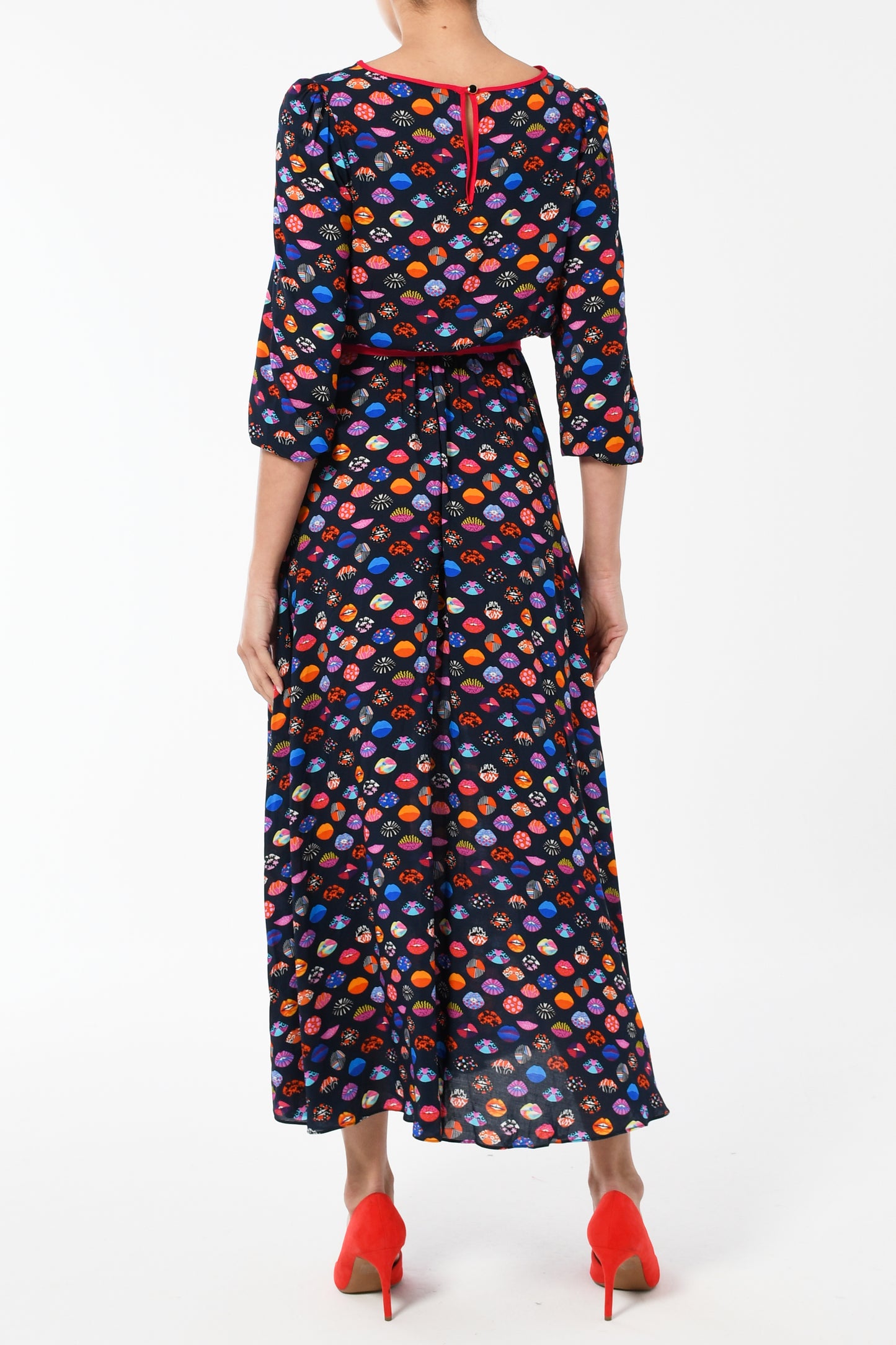 MIDI JOJO DRESS - LIPS PRINT