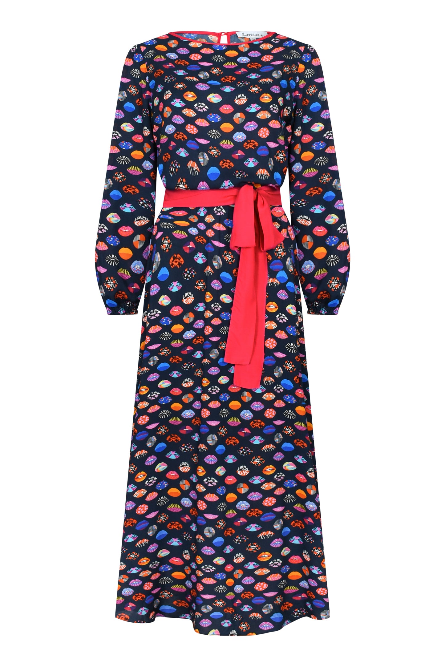 MIDI JOJO DRESS - LIPS PRINT