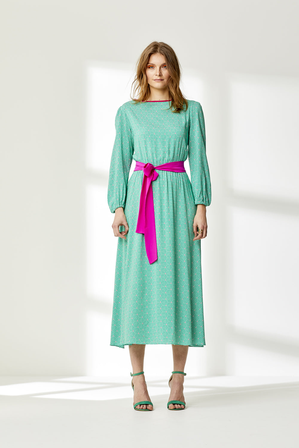 MIDI JOJO DRESS | STRIPEY TRIANGLE PRINT